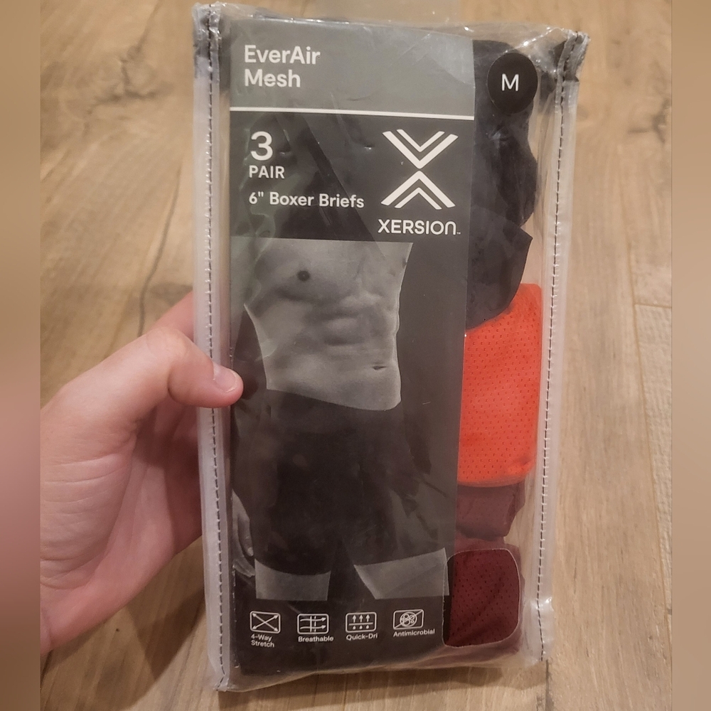 NWT Xersion EverAir Mesh Boxer Briefs - Size M Black, Red, Orange